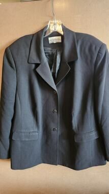 VTG August Max Woman Black Blazer 3-Button Career Lined Plus Size 22P J54